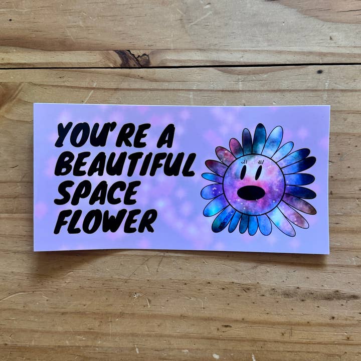 Beautiful Space Flower Bumper Sticker - 7.8"x3.5" for wholesale by AbstractbyRabrams