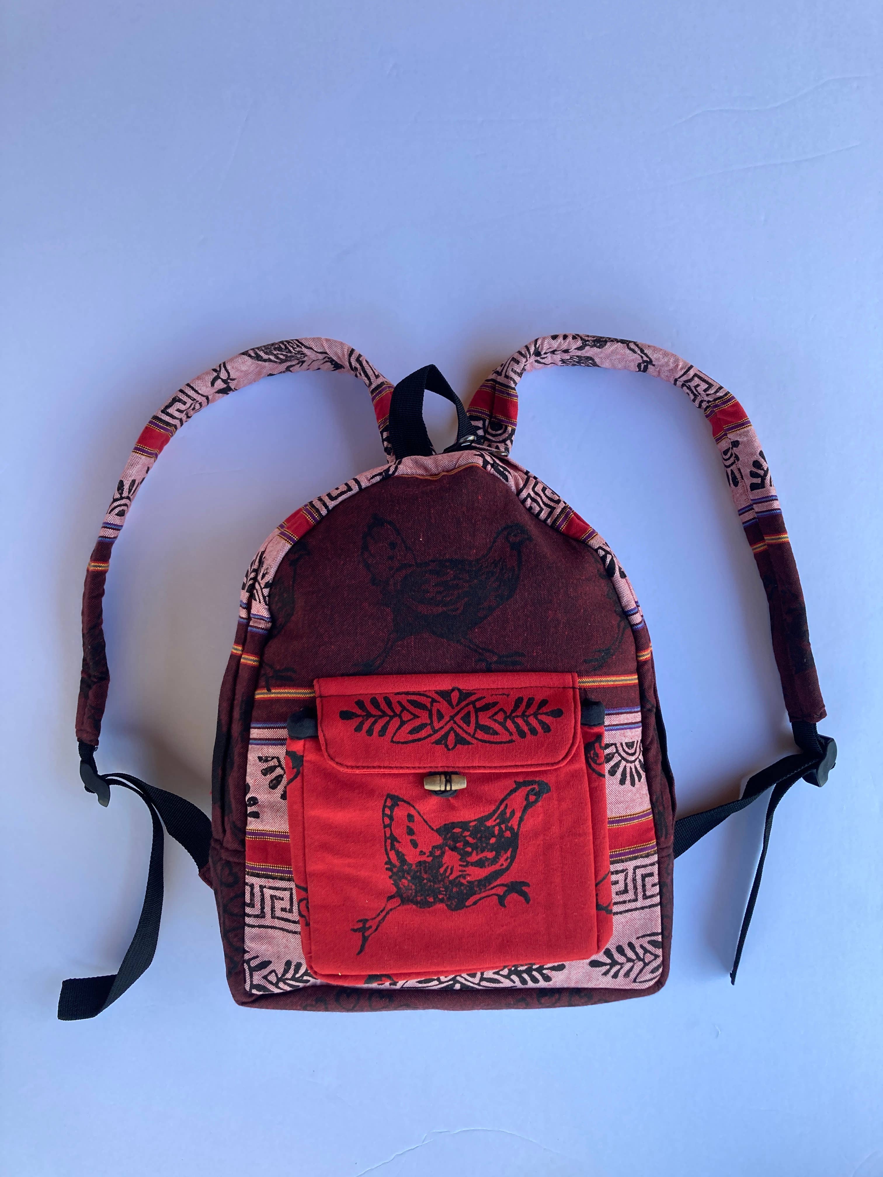 Ganesh Himal Trading - Wholesale Backpack - Women's - Small Cotton Blockprint Backpack with Adjustable Straps8