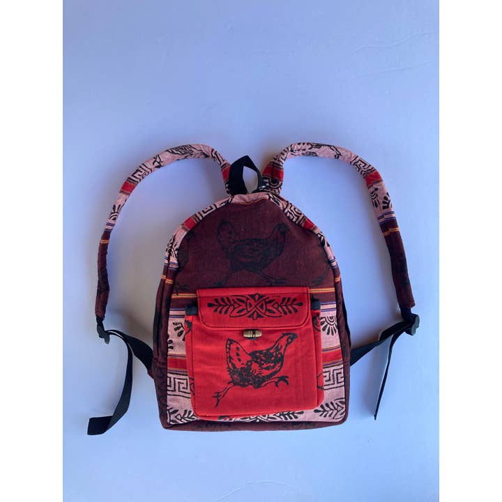 Ganesh Himal Trading - Wholesale Backpack - Women's - Small Cotton Blockprint Backpack with Adjustable Straps8