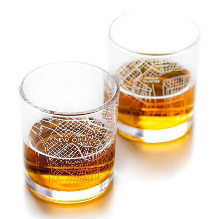New Orleans Whiskey Map Glass (Set of 2) for wholesale by RES|SCU