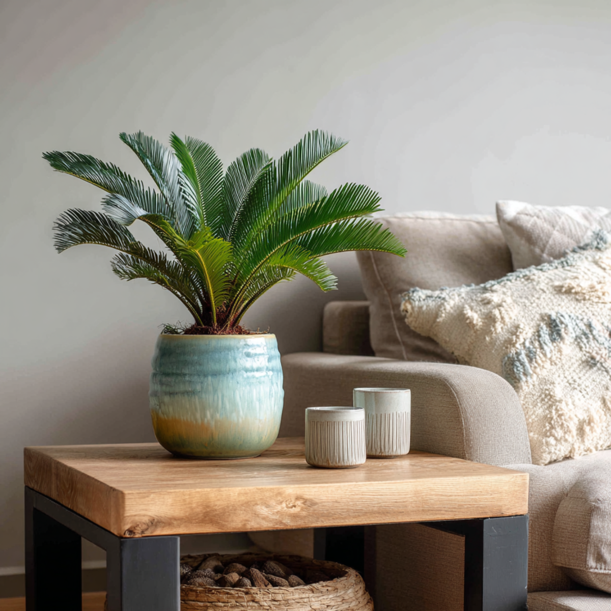 Oasis of Life – wholesale Levande växt – Sagopalm – 2 växter – Cycas Revoluta – Höjd 45–60 cm – Ø15 cm – Exotisk inomhus- och krukväxt – Ädel palm med glänsande blad – Inklusive växtnäring4