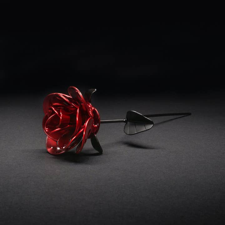 Metal Relic - Wholesale Artificial Flowers - Red and Black Single Immortal Rose Individually Packed1