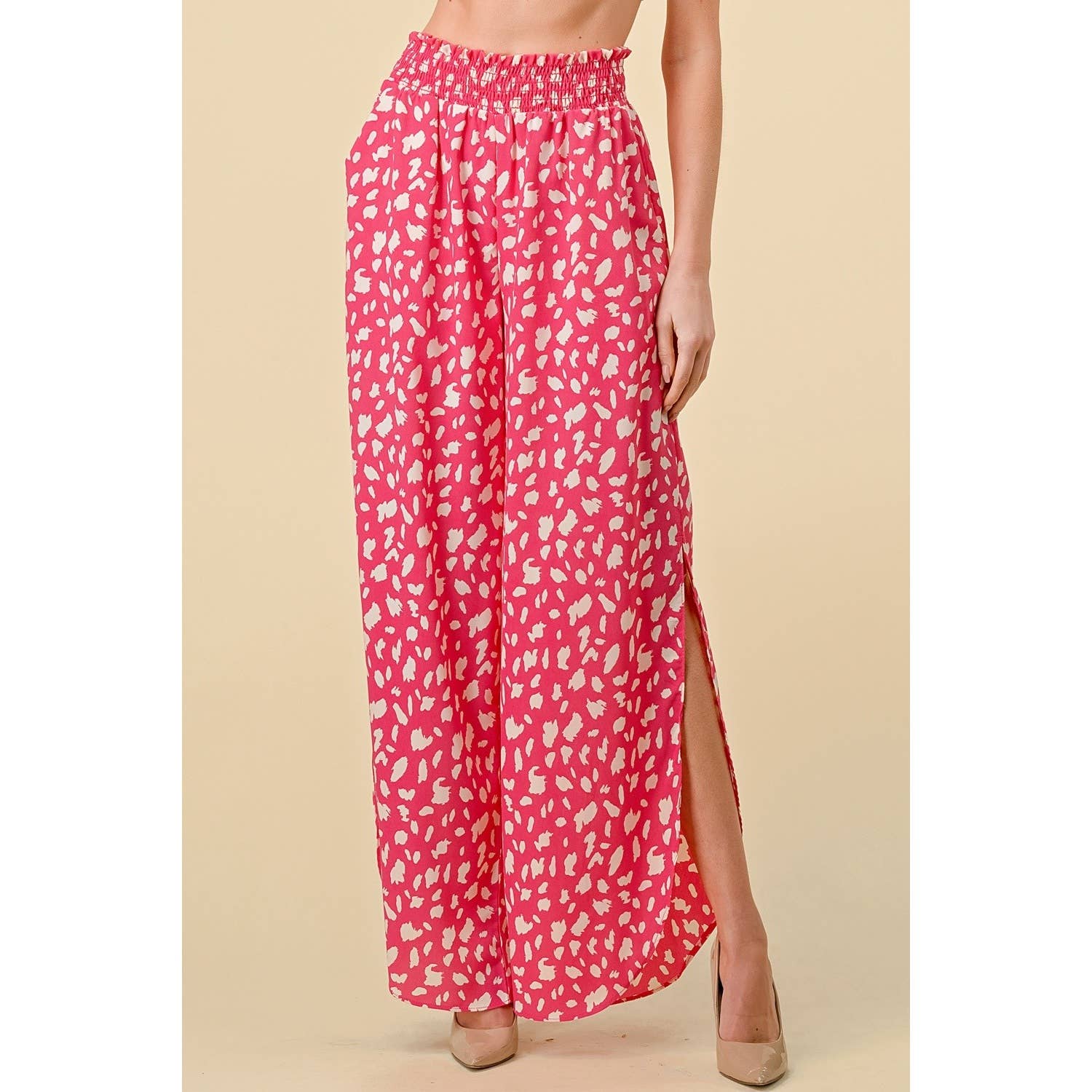 Curve Market - Wholesale Pants - Women's - PLUS SIZE ROUND HEM SIDE SLIT WIDE PANTS1