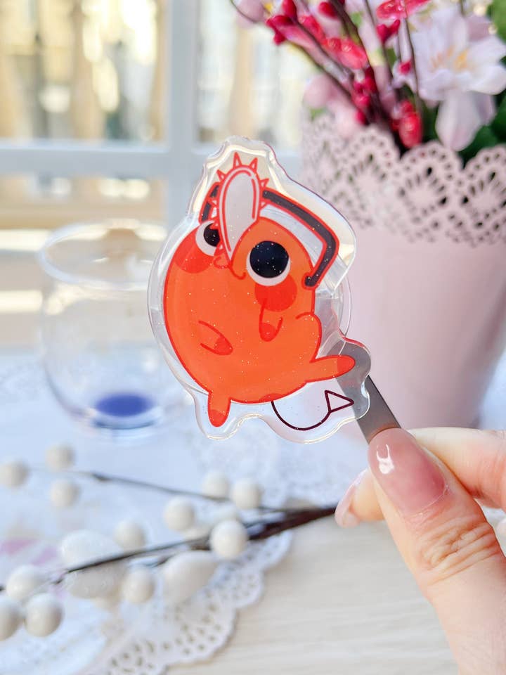 CSM Laying Cute Chainsaw dog| Shining Acrylic Epoxy Phone Grip/Holder for wholesale by MikouArt