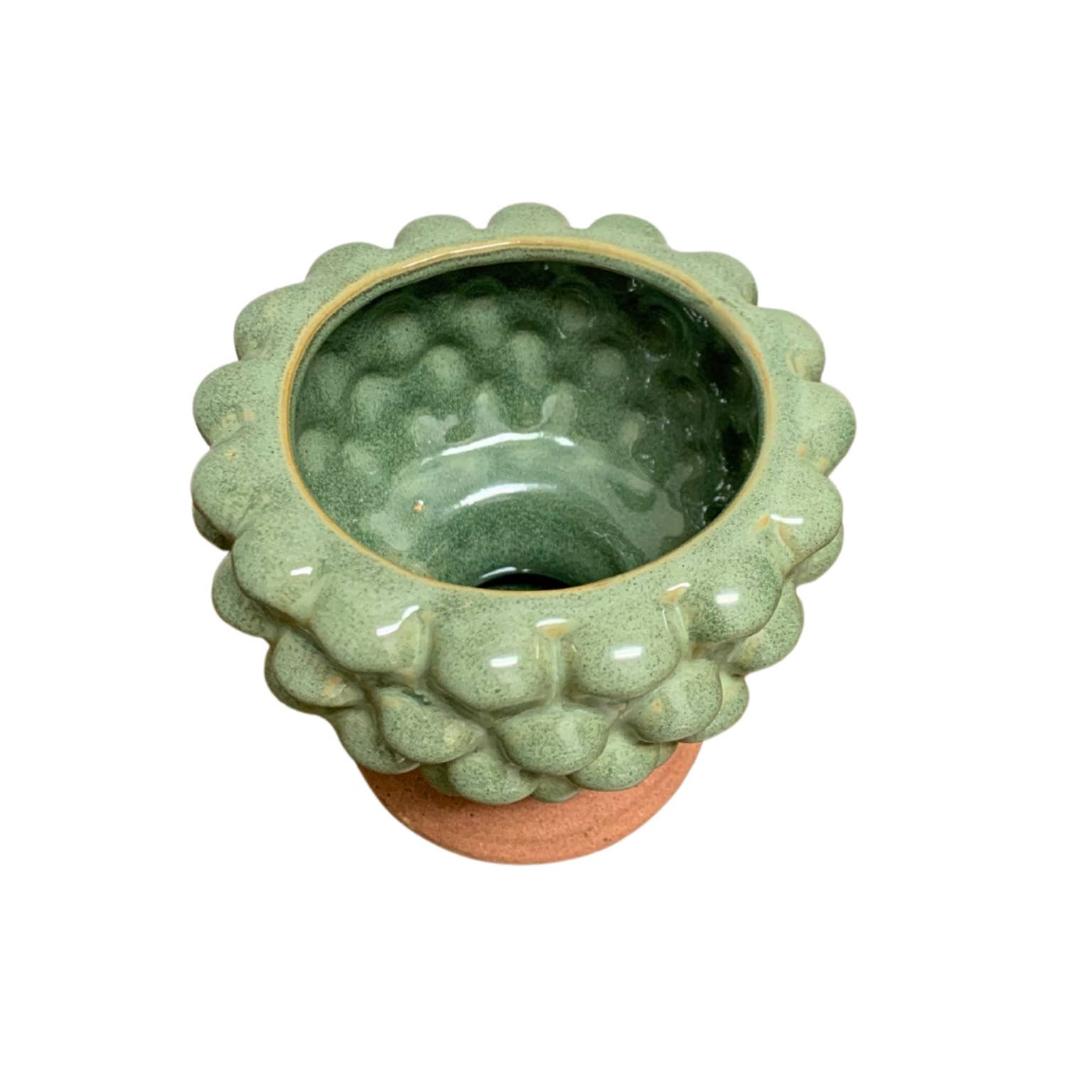 David Christopher's Collection - Wholesale Christmas Decoration - GREEN CERAMIC CHRISTMAS CANDLE HOLDER 4"1