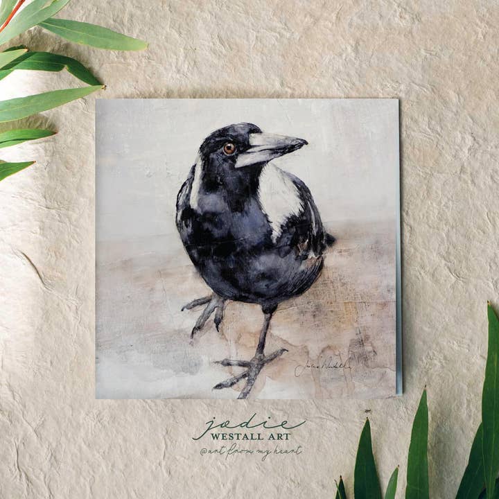 Jodie Westall Art - Wholesale Everyday greeting card - Magpie Curiosity - Greeting Card