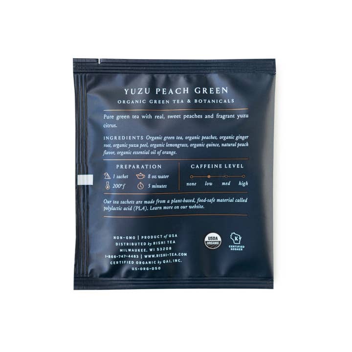 Rishi Tea & Botanicals - Wholesale Tea Bags - Yuzu Peach Green Organic Green Tea Sachets (Foodservice)