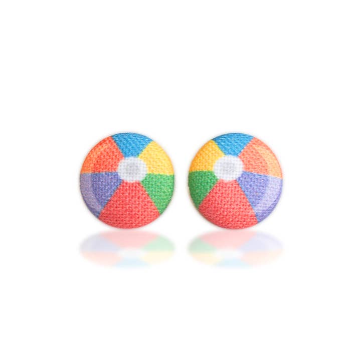 Rachel O's - Wholesale Stud/Post Earrings - Beach Ball Fabric Button Earrings