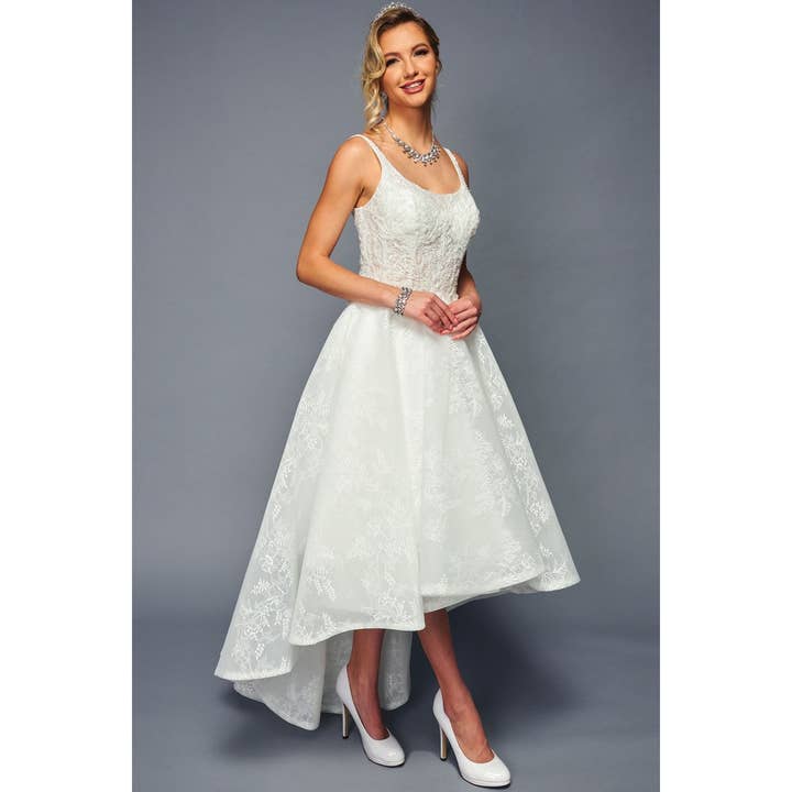 Hoge Lage Rok Trouwjurk voor wholesale door Babyfox Apparel