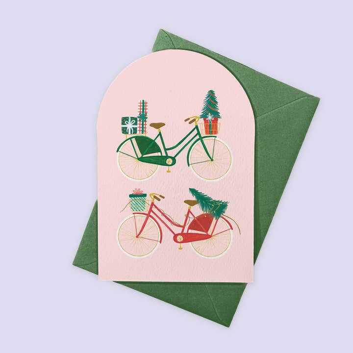 Cartão de Natal Fofo | Cartão de Férias com Bicicletas e Presentes Escandinavos por atacado de Vero Illustrates Art Prints and Greeting Cards