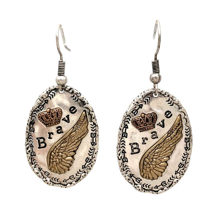 Brave Crown Angel Wing Charm oorbellen voor wholesale door Lunar Deer