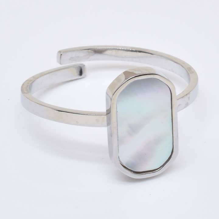 Adjustable steel ring with stones - BG210105AR for wholesale by Kapyco