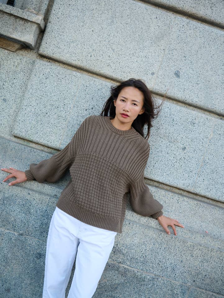 Delčia: 100% Cotton Earth Brown Sweater for wholesale by The Knotty Ones