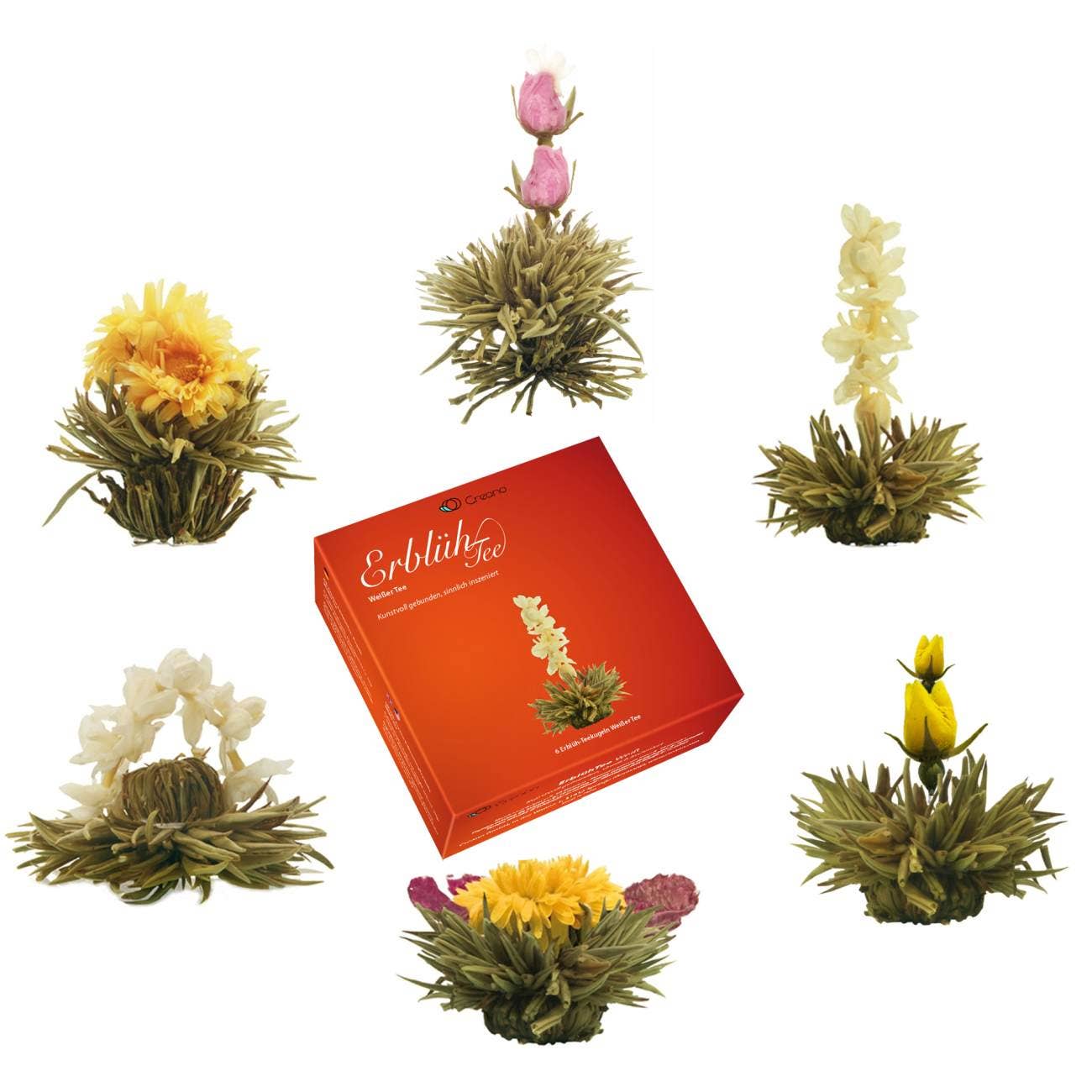 Creano - Wholesale Loose Tea - Creano tea flowers mix - gift set “Blossom Tea” with glass jug6