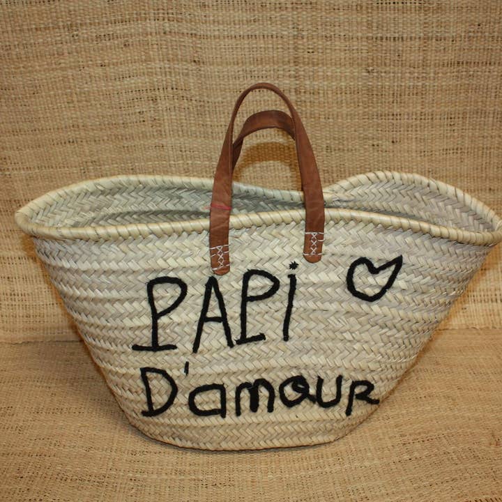 Custom Basket PAPI D'AMOUR - Market Tote Beach Bag for wholesale by Boutique Huléti
