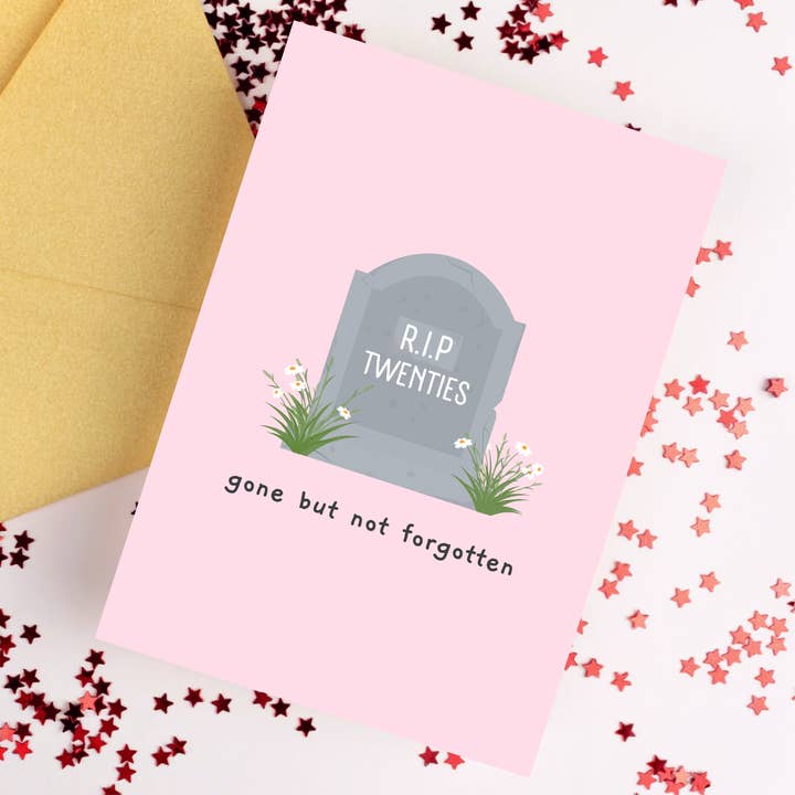 'R.I.P Twenties' A6 Birthday Greetings Card for wholesale by Alaina Creates