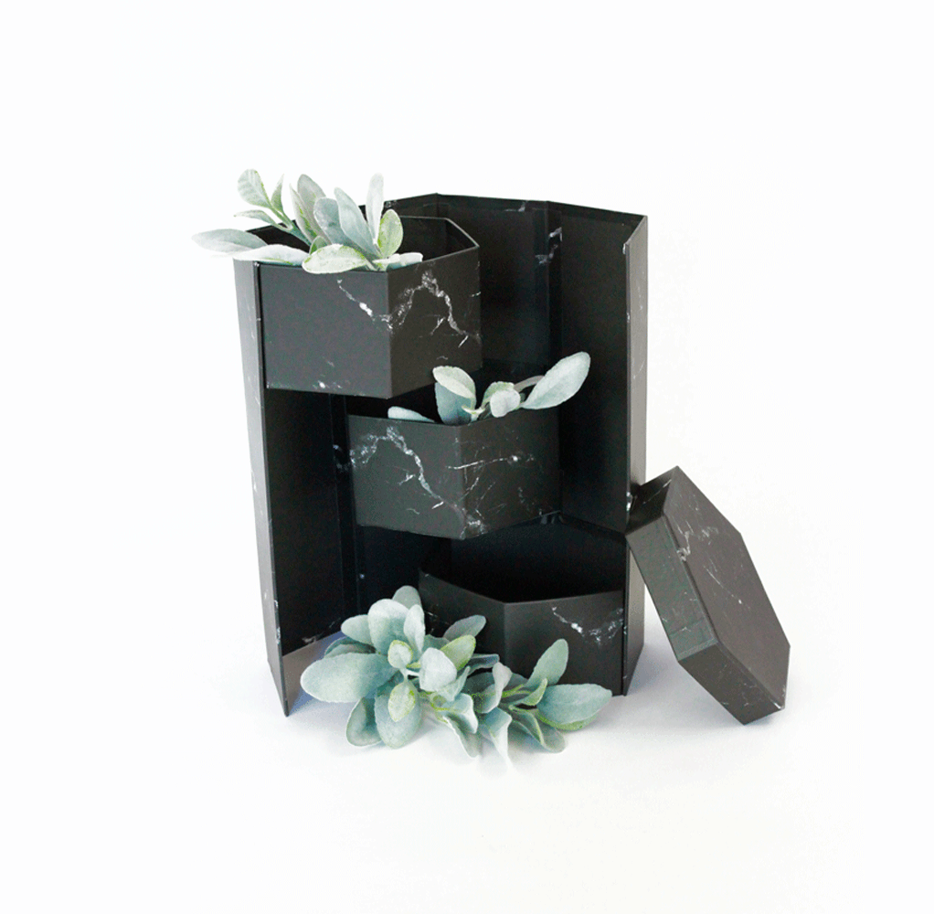 UNIKPACKAGING - Wholesale Gift Box - Hexagon 3-Tier Surprise Flower Gift Box with Lid0