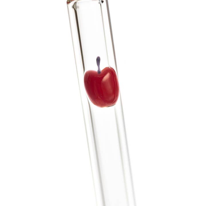 Apple Glass straw with cleaning brush for wholesale by DrinkingStraws.Glass LLC