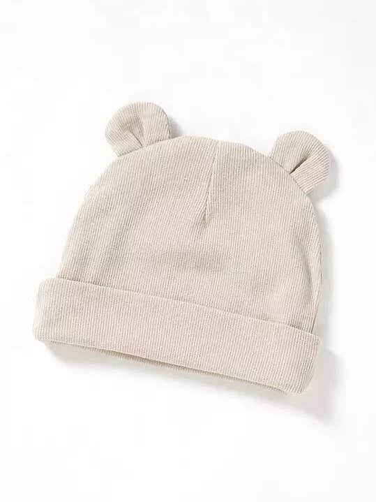 Fine Ribbed Bear Hat | Oat for wholesale by Bellamie Kids