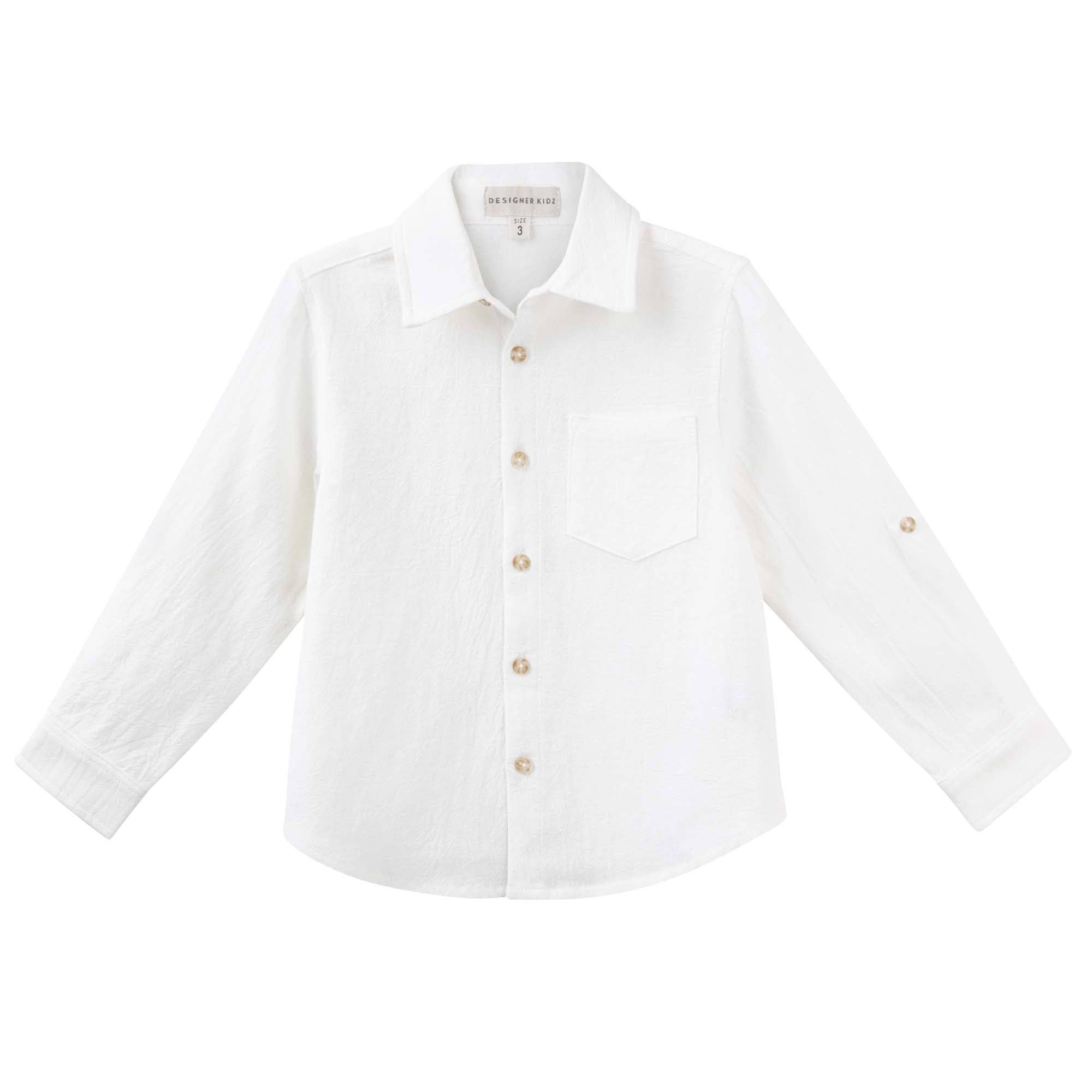 Designer Kidz - Wholesale Button Down Shirt - Kids - Archie L/S Button Shirt - Ivory0