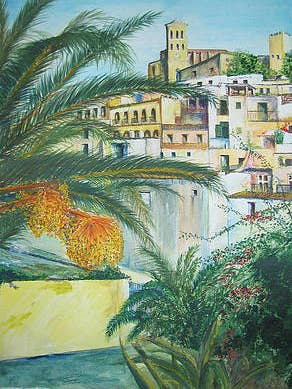 Old Town Ibiza for wholesale by Lizzy Forrester Fine Art