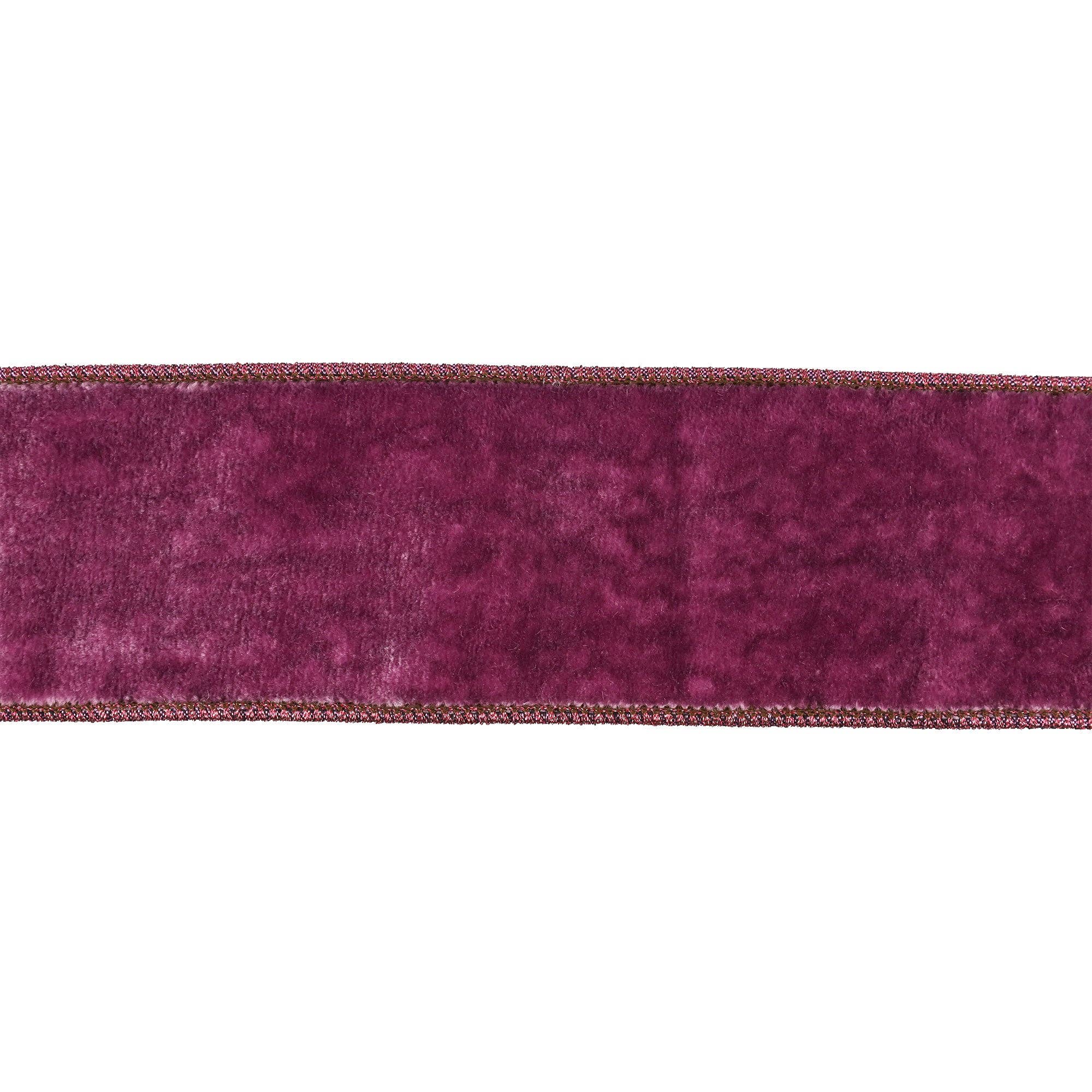 LA Ribbons Wholesale - Wholesale Ribbon - Gift Wrapping - 4" Wired Premium Velvet Ribbon | Purple w/ Purple Metallic Dupioni Backing | 5 Yard Roll1