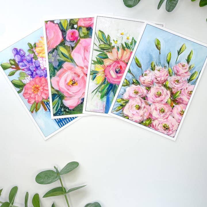 The Expressive Florals Collection 5x7" Greeting Cards for wholesale by Shelly Cluff Art