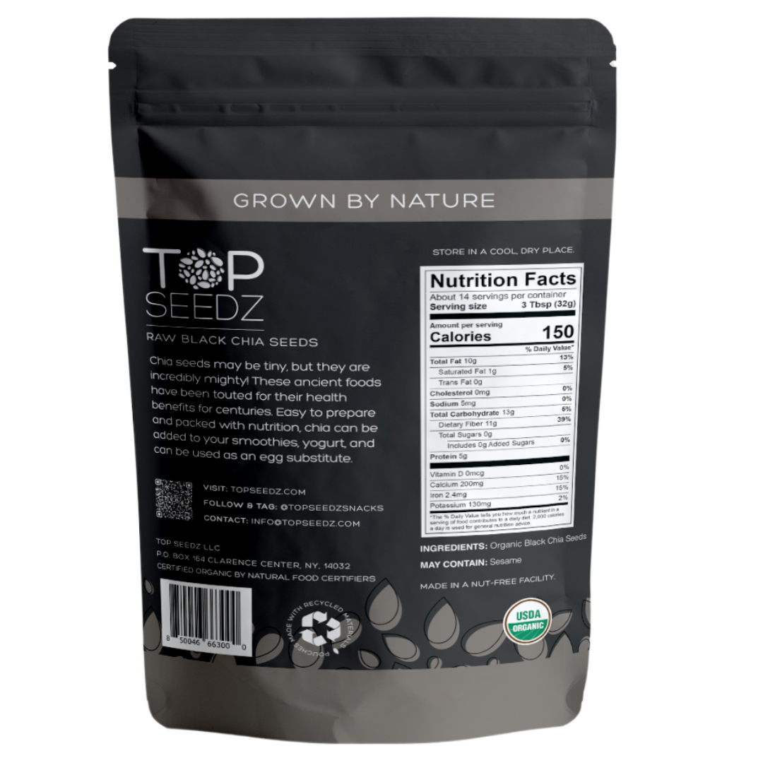Top Seedz - Wholesale Seeds/Kernels - Raw Black Chia Seeds - 1 LB - 12 Per Case1