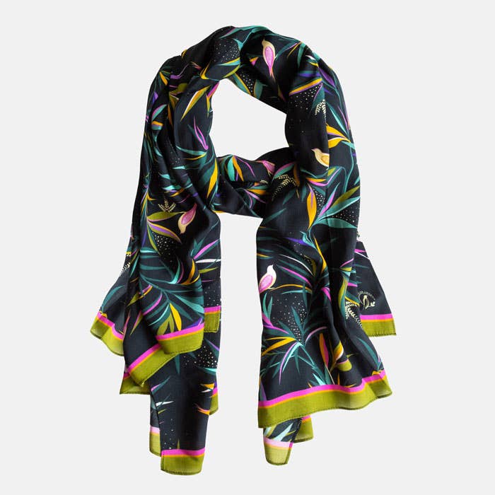 Black and Olive Bamboo Boxed Scarf for wholesale by Sara Miller London