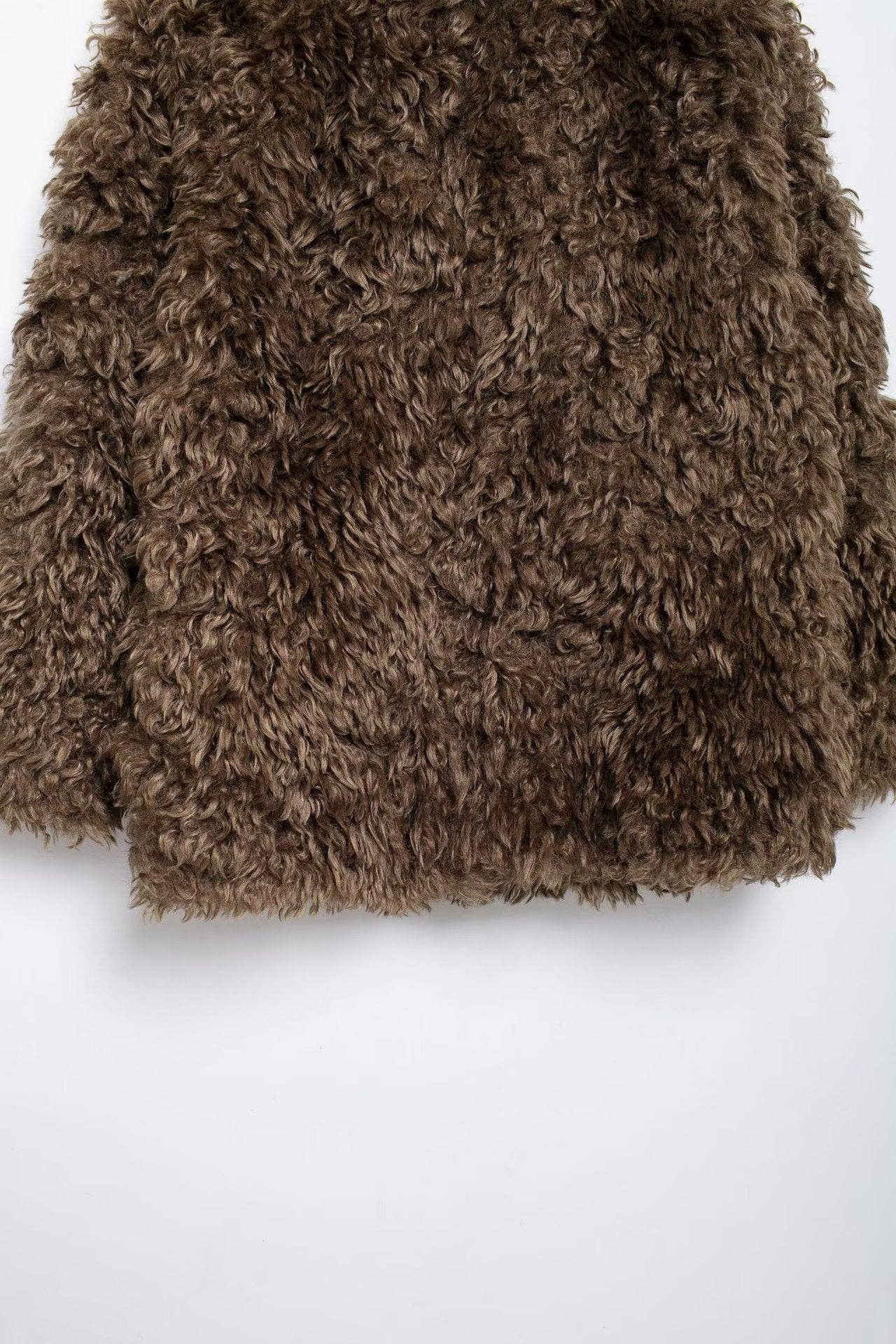 Rich Brown Cozy Faux Fur MidLength Coat  Autumn 2025 for wholesale on Faire12