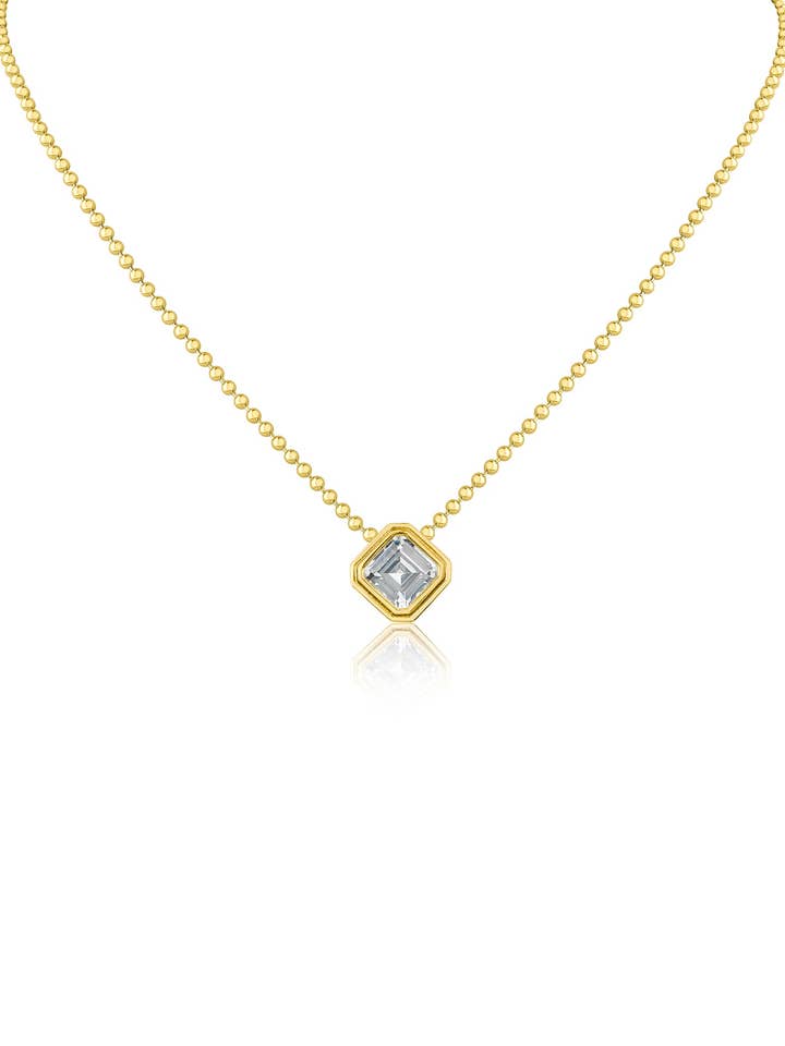 Asscher CZ Antique Bezel Pendant Necklace for wholesale by CZ by Kenneth Jay Lane