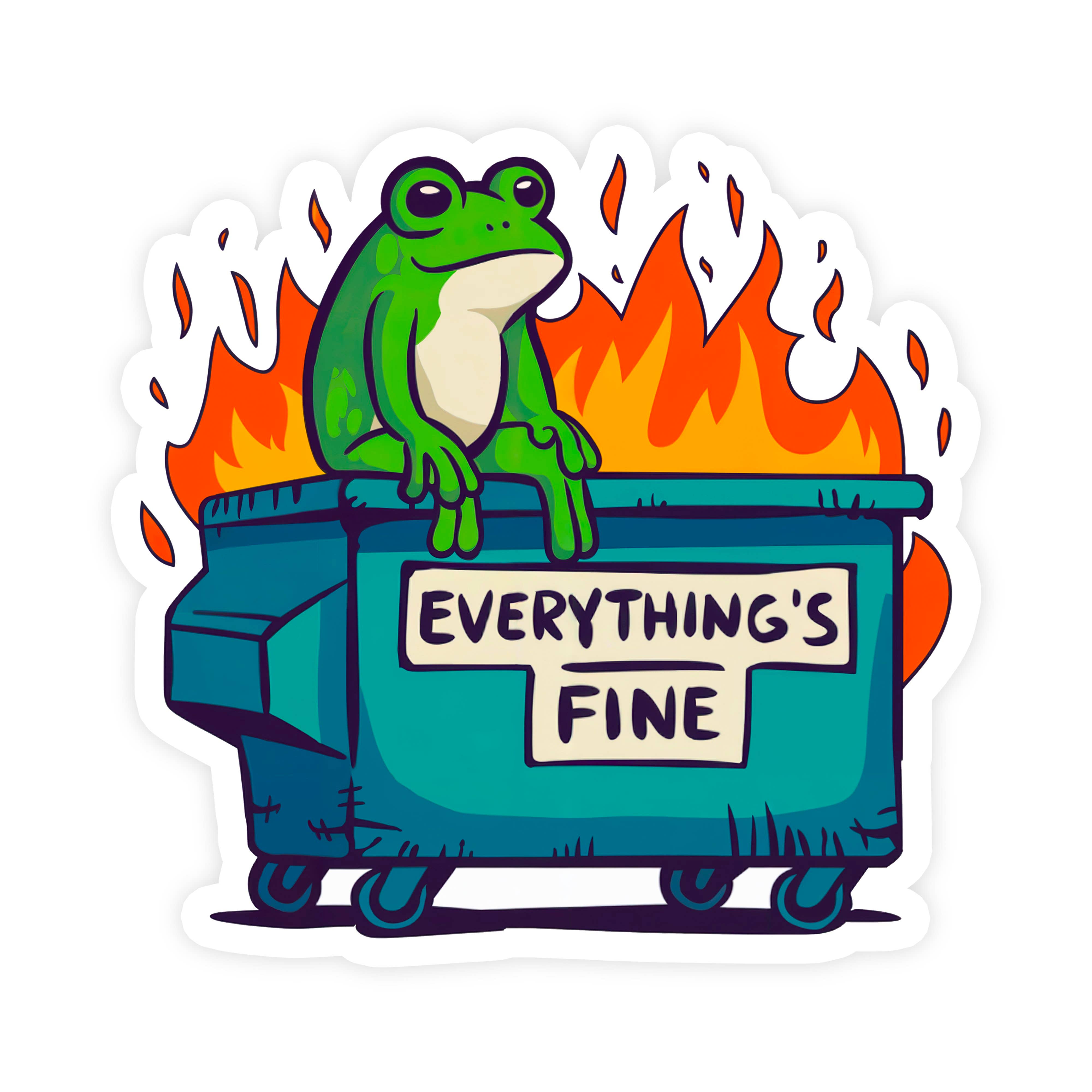 Sticker Bull - Wholesale Sticker - Everything's Fine Frog Funny Vinyl Stickers0