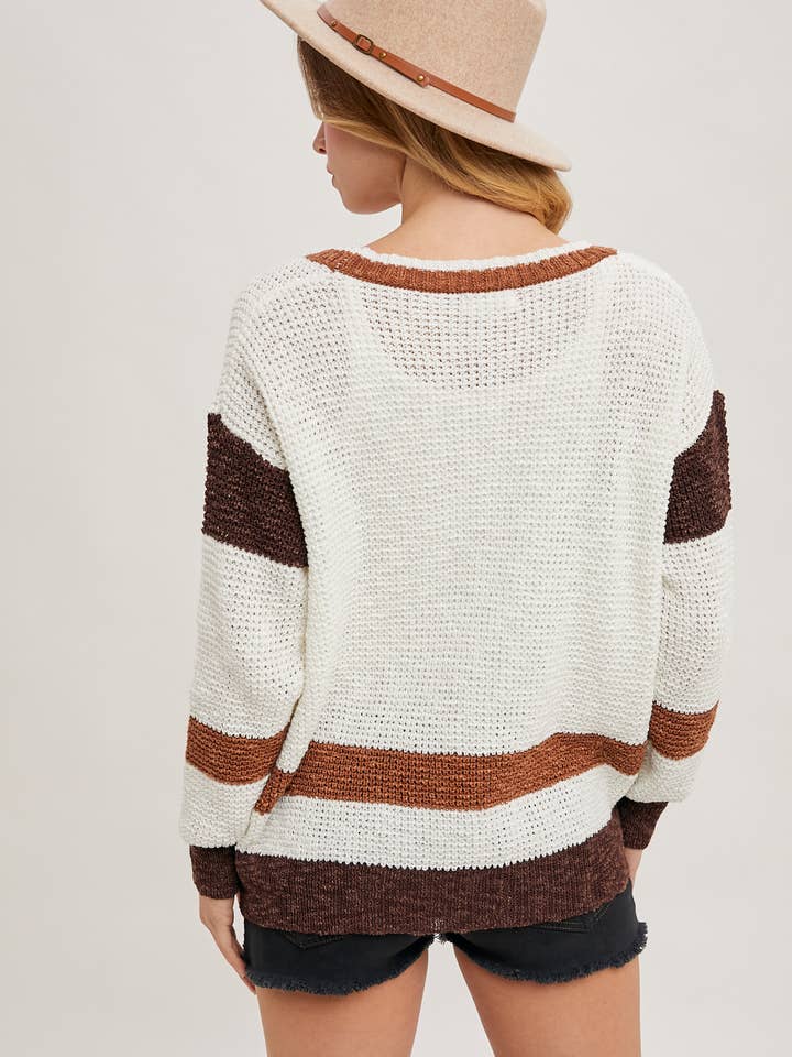 Bluivy - Wholesale Cardigan - Women's - COLOR BLOCK BUTTON DOWN KNIT SWEATER CARDIGAN7