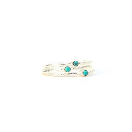 Fair Anita - Wholesale Jewelry Set - Tiny Stone Sterling Stacking Ring Set - Turquoise1