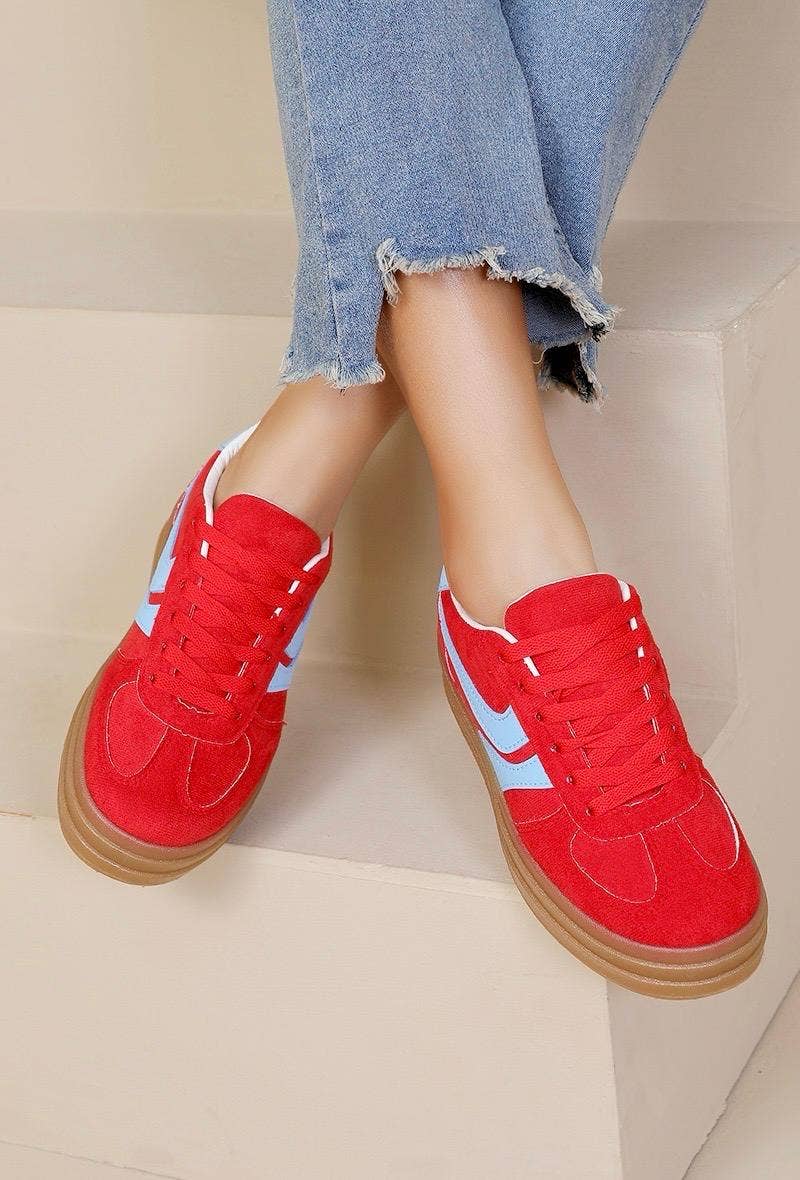 No Doubt Shoes - Wholesale Lifestyle Sneakers - Women's - WOMEN'S PLATFORM FAUX SUEDE LACE UP GUM SOLE SNEAKERS 2