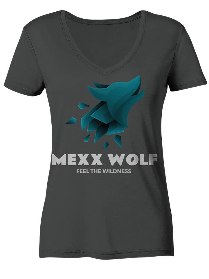 Mexx Wolf Original T-shirt voor dames, biologisch, met V-hals voor wholesale door Mexx Wolf