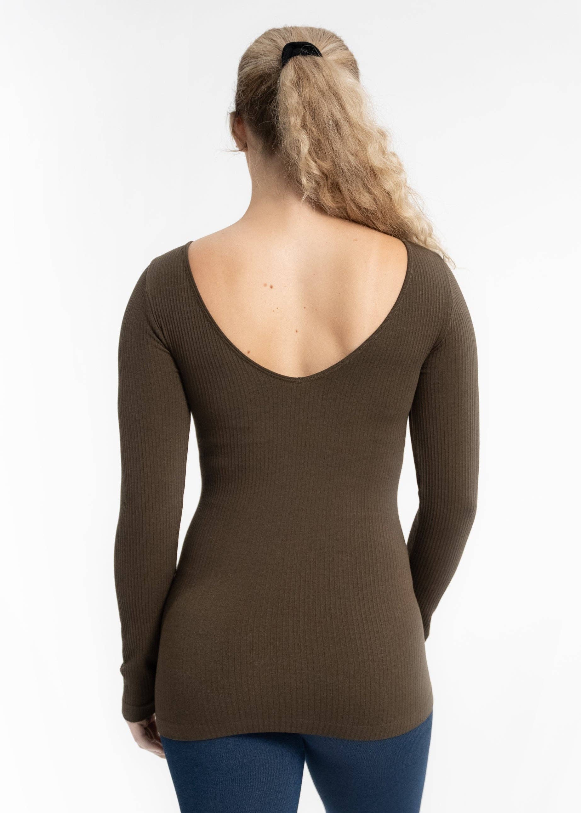 ELIETIAN – Großhandel Strickoberteil – Damen – Geripptes, beidseitiges Langarmshirt20