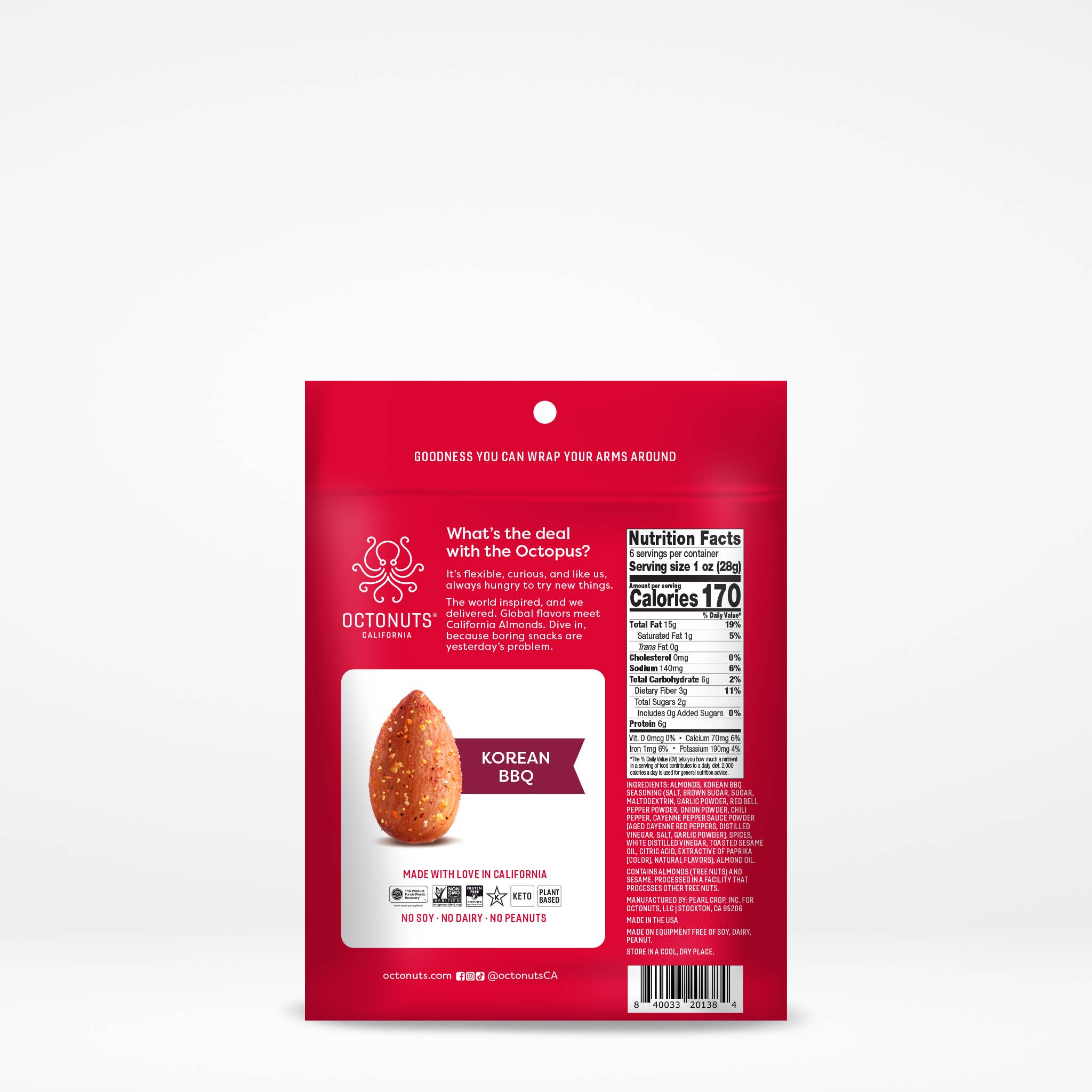 Octonuts California - Wholesale Nuts - Korean BBQ Dry Roasted Almonds 6oz1