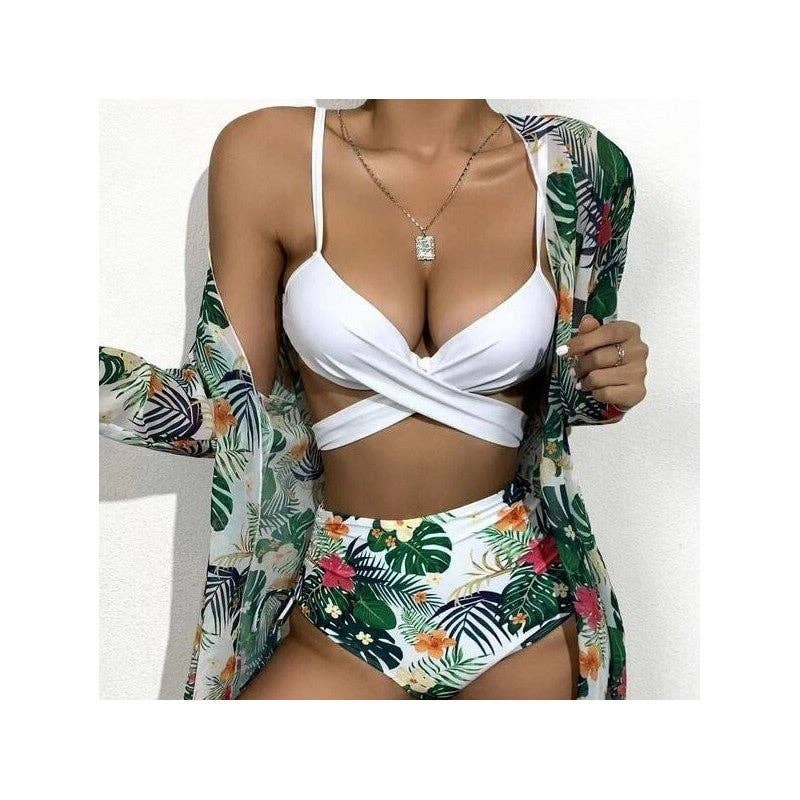 Ekartini - Wholesale Two Piece Swimsuit - Women's - Printed Sunscreen Beach Steel Brace Swimsuit Three Piece Set1