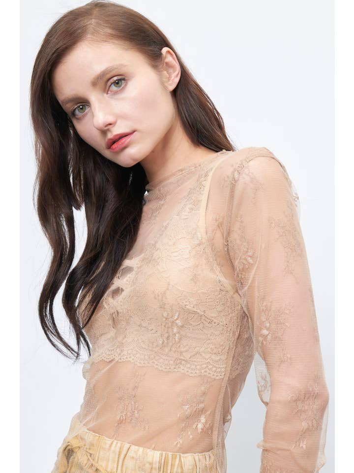 Newbury Kustom - Wholesale Blouse - Women's - 50986 - LONG SLEEVE SHEER LACE MESH TOP11