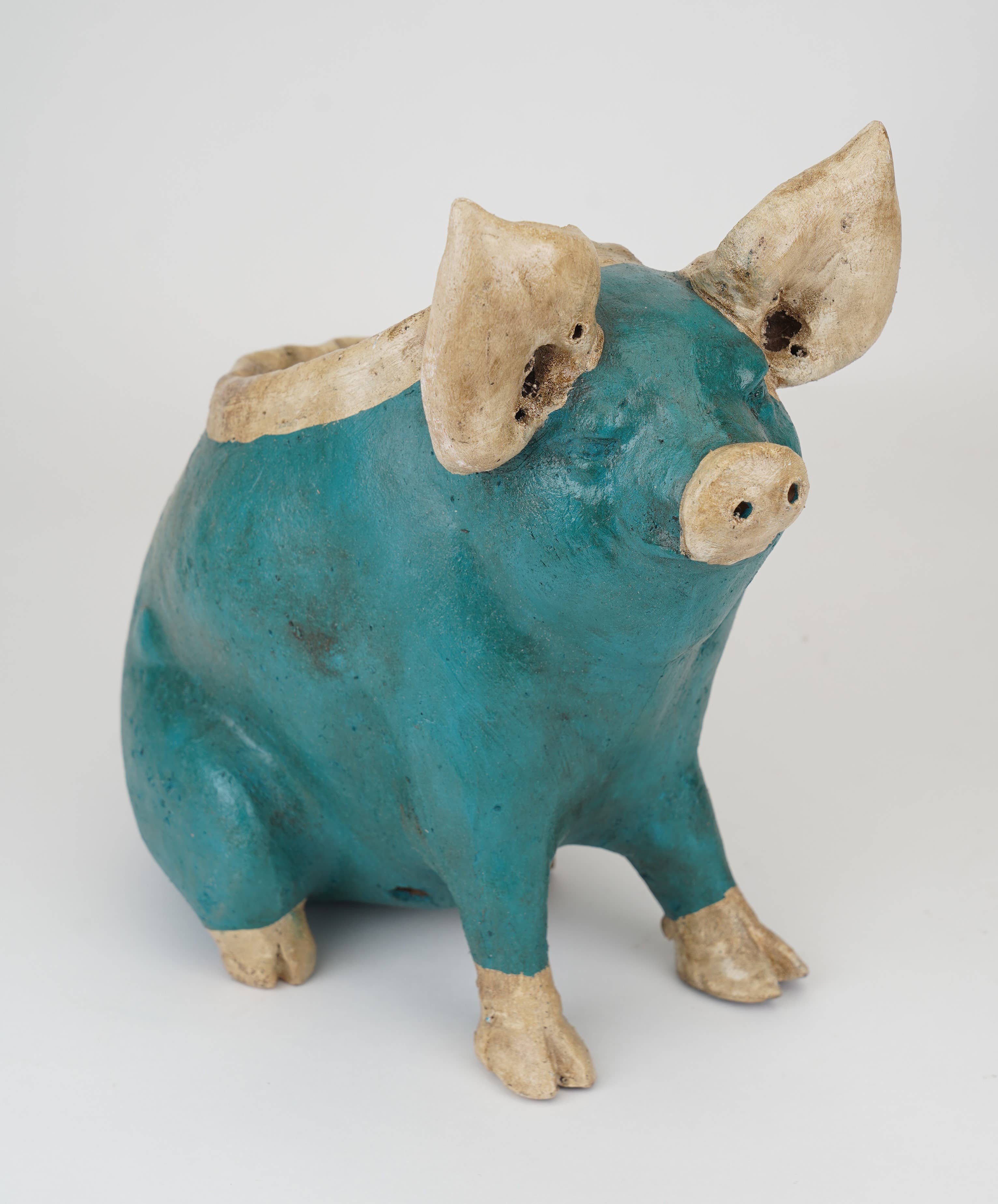 My Amigos Imports - Wholesale Plant Pot - Wilber the Pig Planter-Garden-Clay-Handmade-13x7x15 inches0