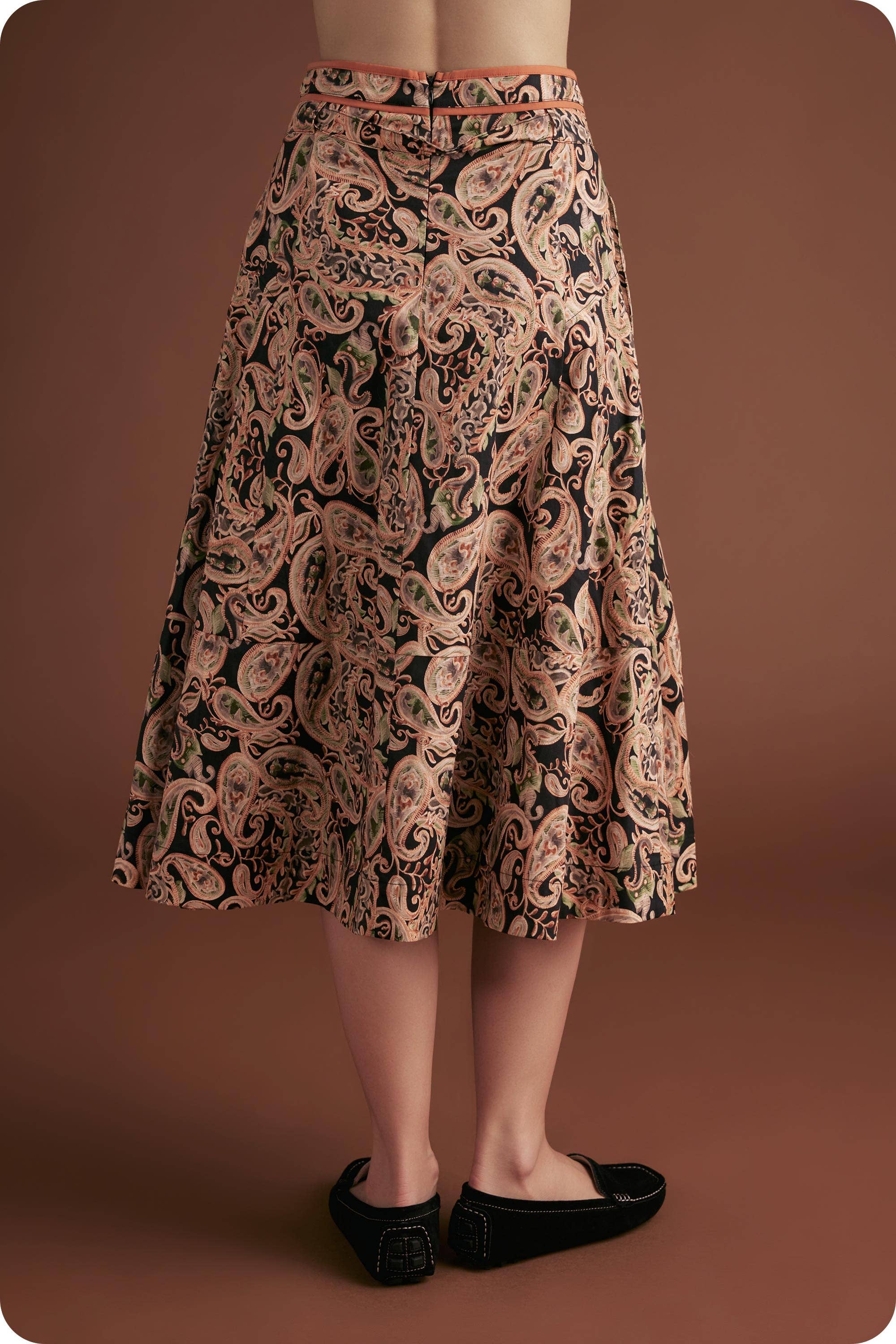 Black Multi Posh Paisley Printed Contrast Binding Top for wholesale on Faire10