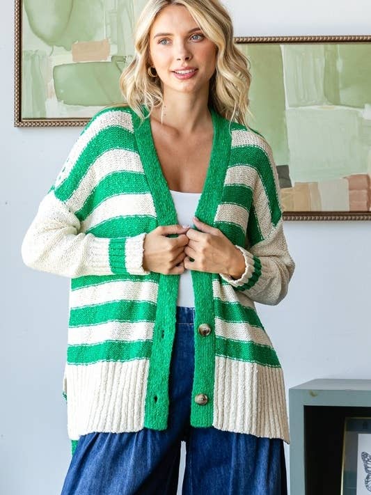 Cardigã Stripe Mix Oversize por atacado de MintChoco