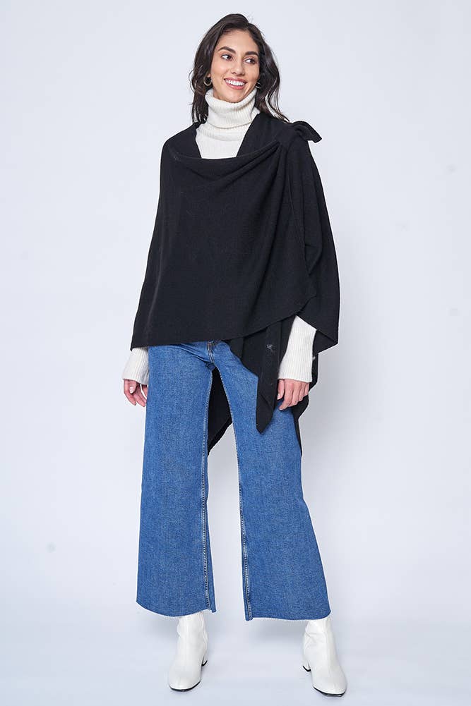 Hana - Venta al por mayor Poncho - Mujer - Ruana sólida con correa para el hombro48