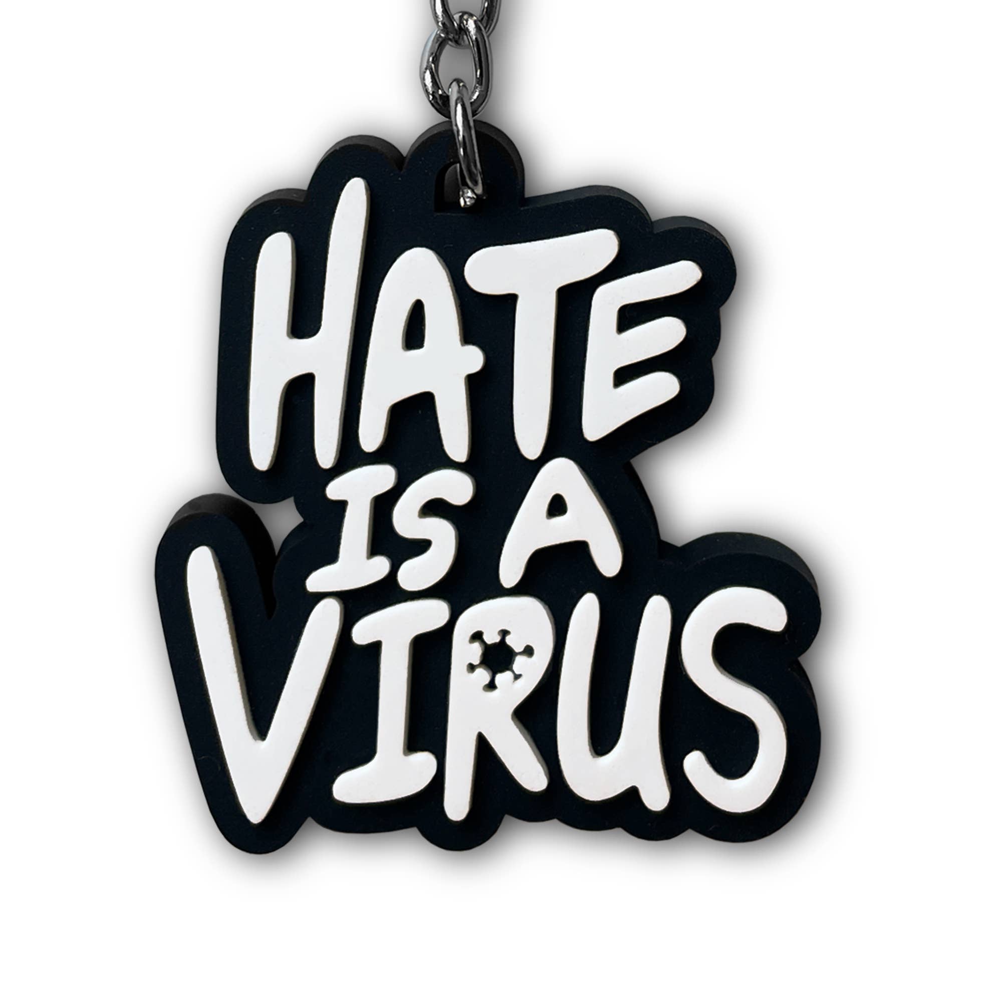 On Point Pins – Großhandel Schlüsselanhänger – Unisex – Stop Asian Hate | Hass ist ein Virus Weich-PVC-Schlüsselanhänger Charity2