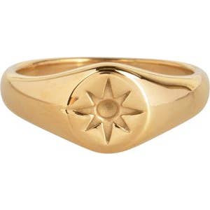 R1002 Mini Star Seal Goldplated Steel Ring voor wholesale door Charmin's Ringen