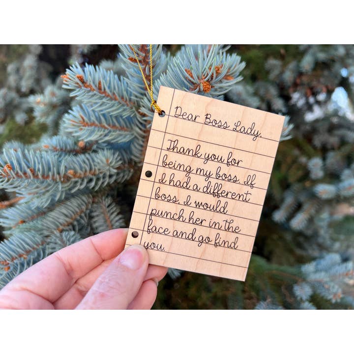 Freckled Lion Workshop - Wholesale Ornament - Dear Boss Lady Ornament, Funny Boss Gift, Christmas Gift