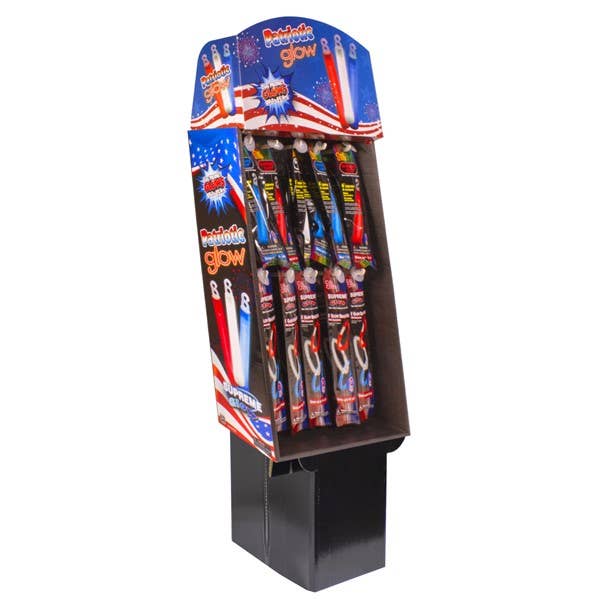 Windy City Novelties - Wholesale Light-Up Toy - Kids & Baby - Patriotic Glow Sticks 100 Count Retail Floor Display2