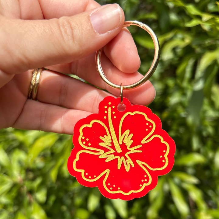 Hibiscus Keychain for wholesale by Vitamin Sea Clothing