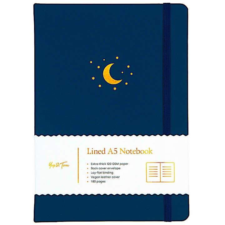 Yop & Tom – wholesale Anteckningsbok – Fodrad anteckningsbok (A5) - Månen och stjärnorna